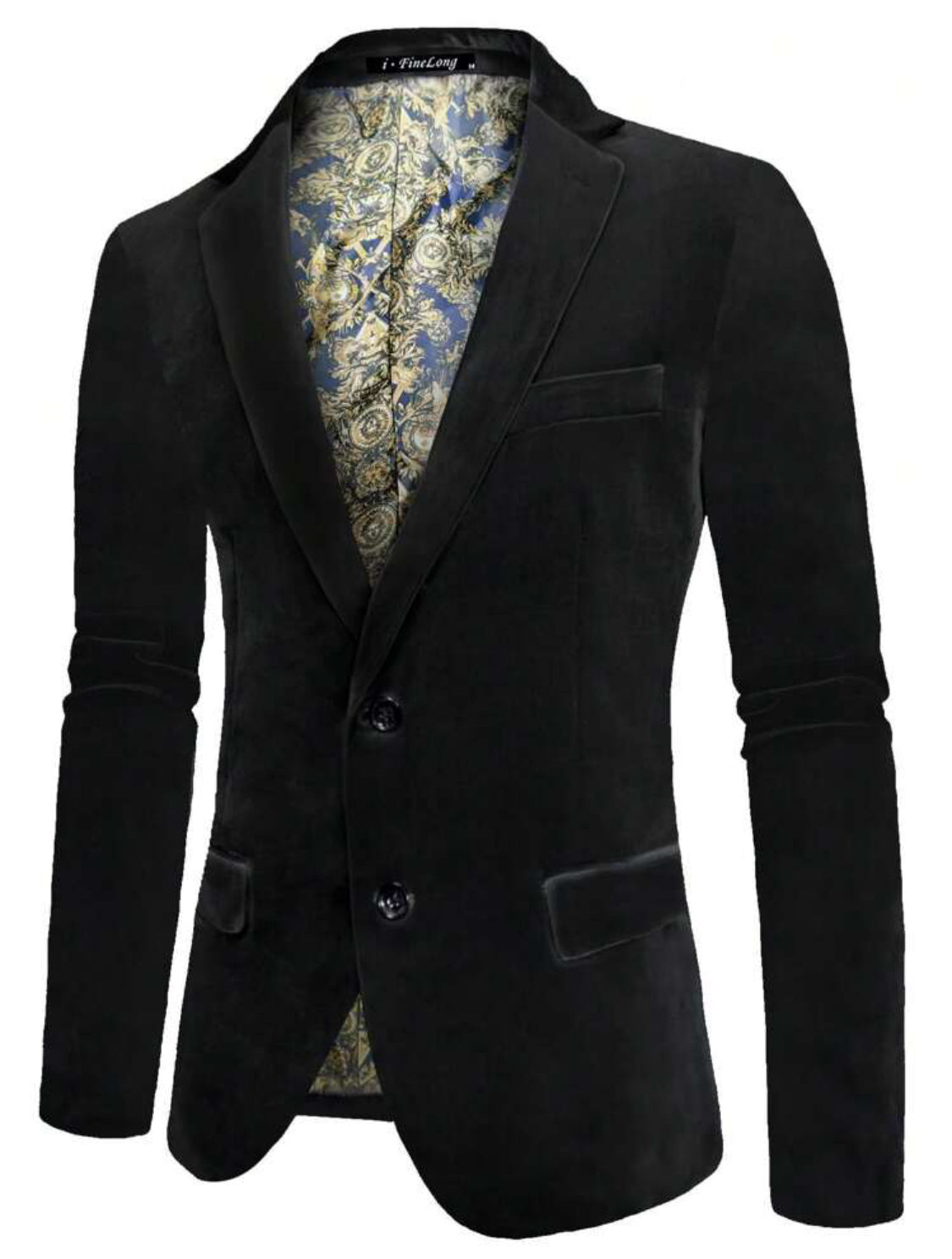 Blazer en velours Noir à 2 boutons pour hommes