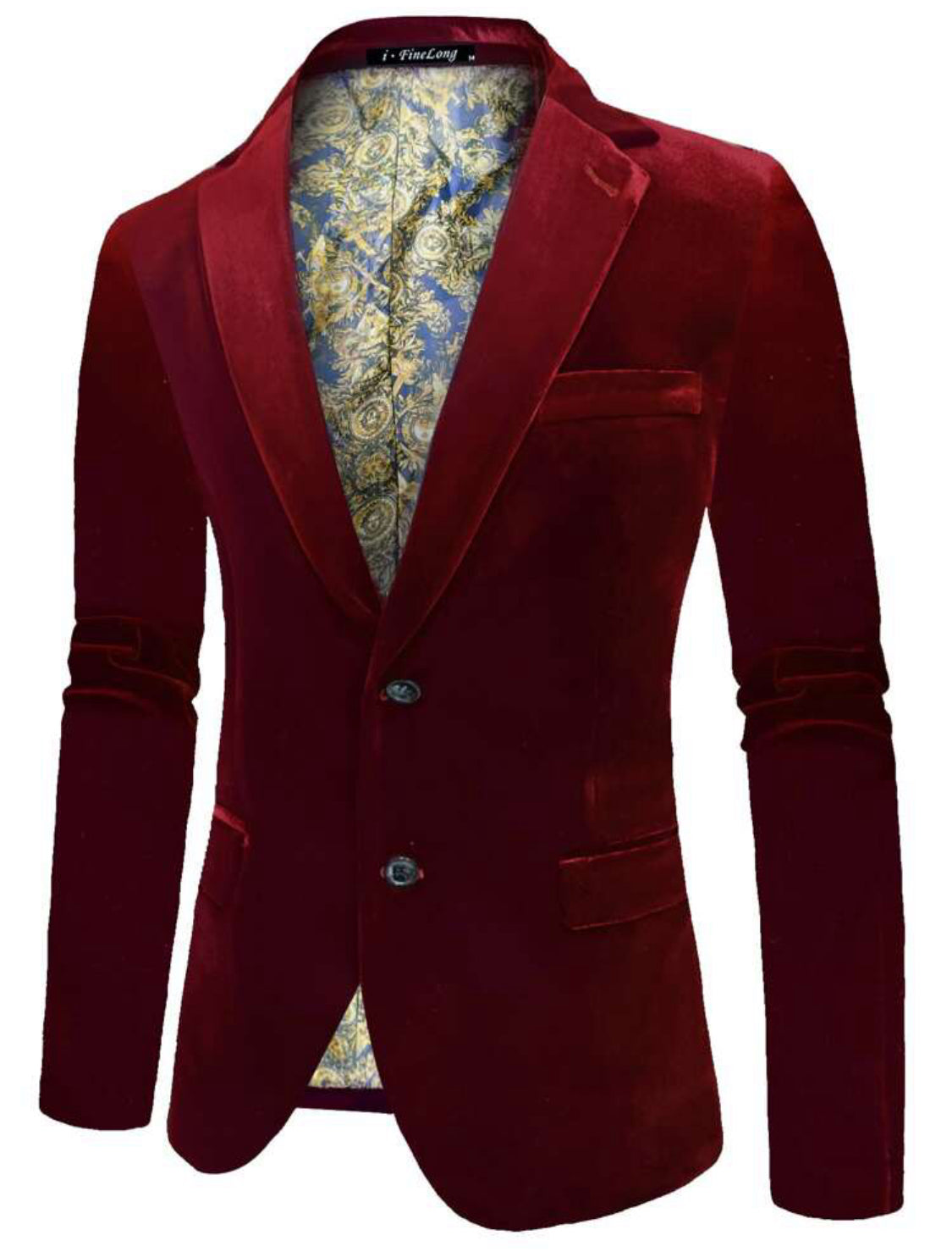 Blazer en velours à 2 boutons pour hommes