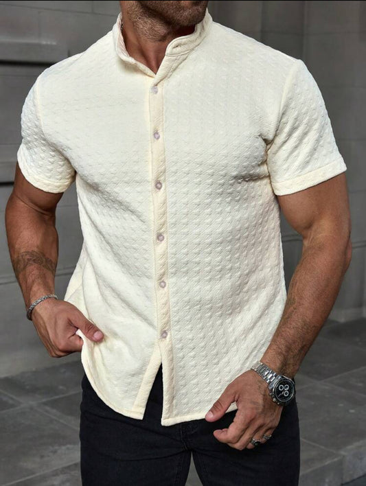 Chemise casual à manches courtes et simple boutonnage