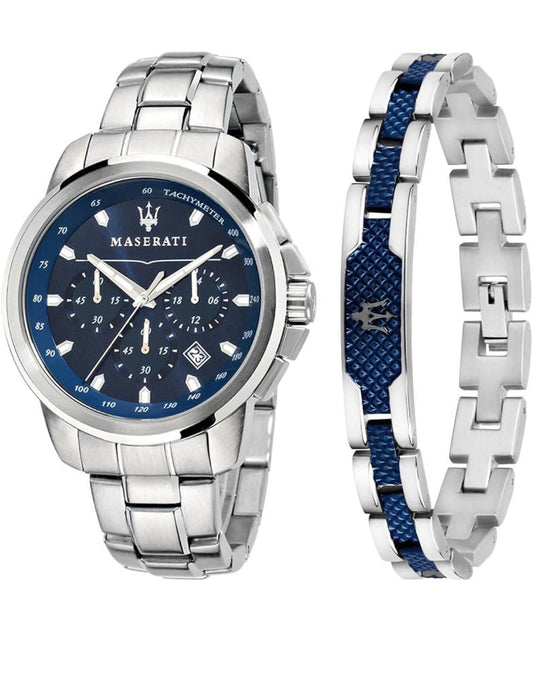 Montre Maserati Successo pour Homme, Chronographe, et Bracelet en Acier, PVD Bleu