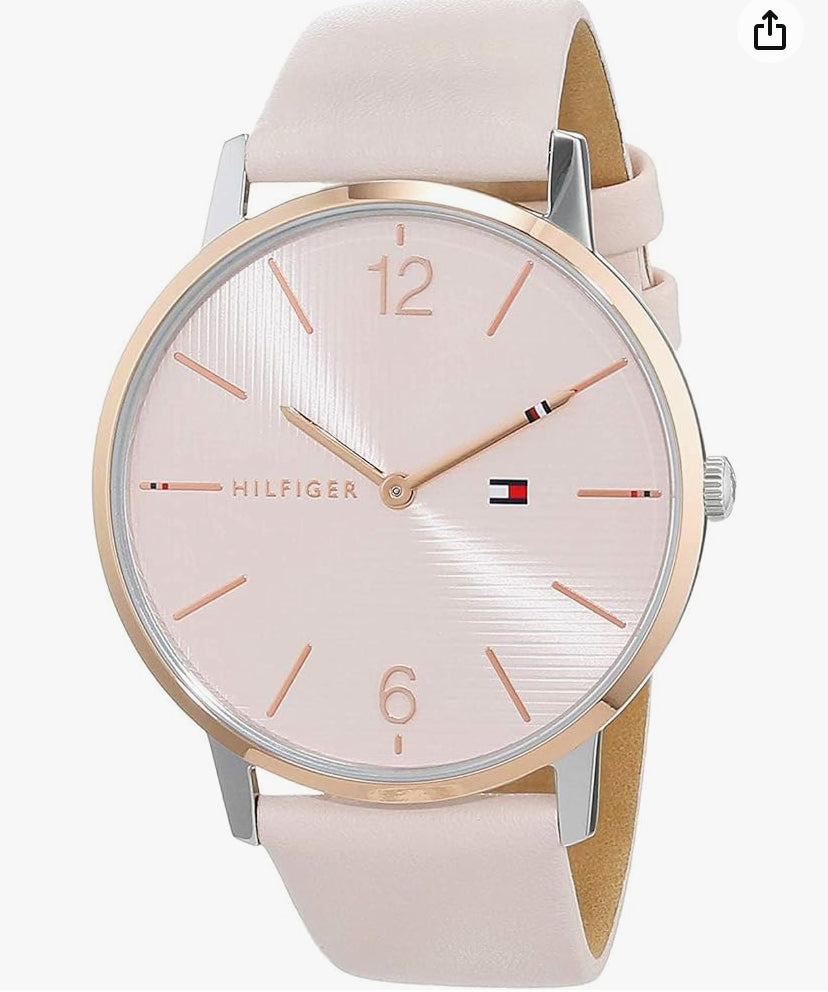 Tommy Hilfiger Montre Analogique à Quartz pour Femme avec Bracelet en cuir Rose