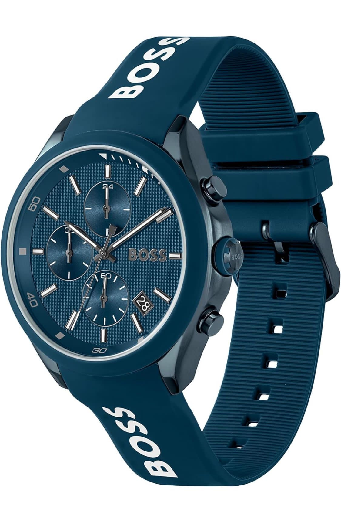 Montre BOSS pour Homme, Chronographe à Quartz Collection Velocity avec Bracelet en Silicone