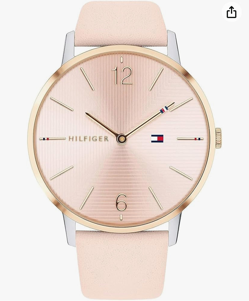 Tommy Hilfiger Montre Analogique à Quartz pour Femme avec Bracelet en cuir Rose