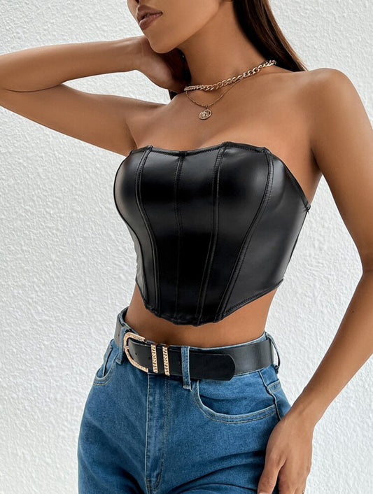 Crop Top Asymétrique Noir