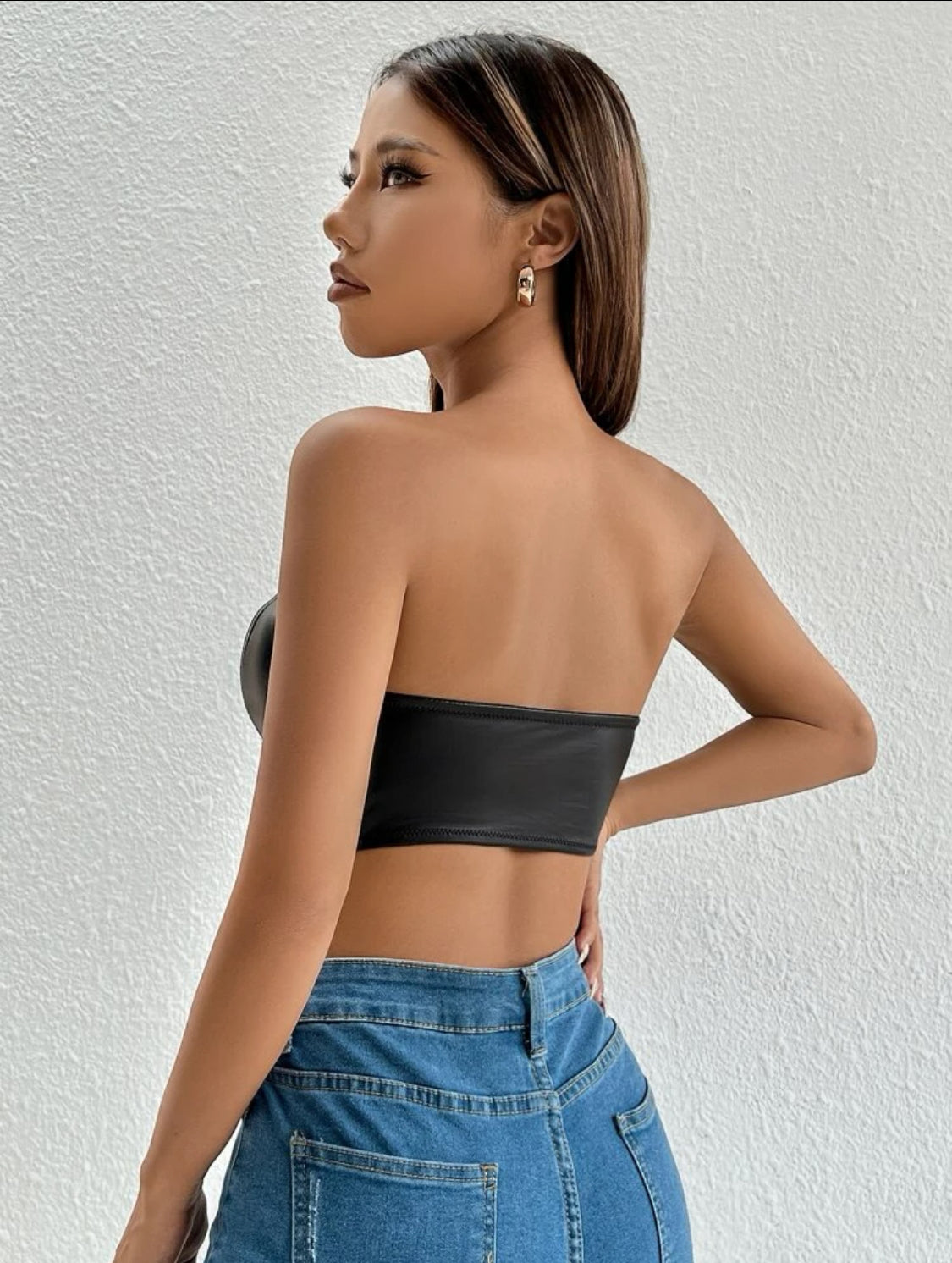 Crop Top Asymétrique Noir