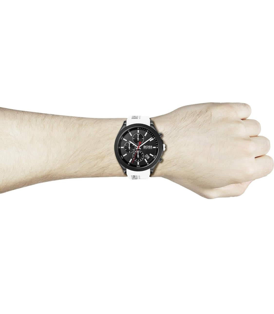 Montre BOSS pour Homme, Chronographe à Quartz Collection Velocity avec Bracelet en Silicone