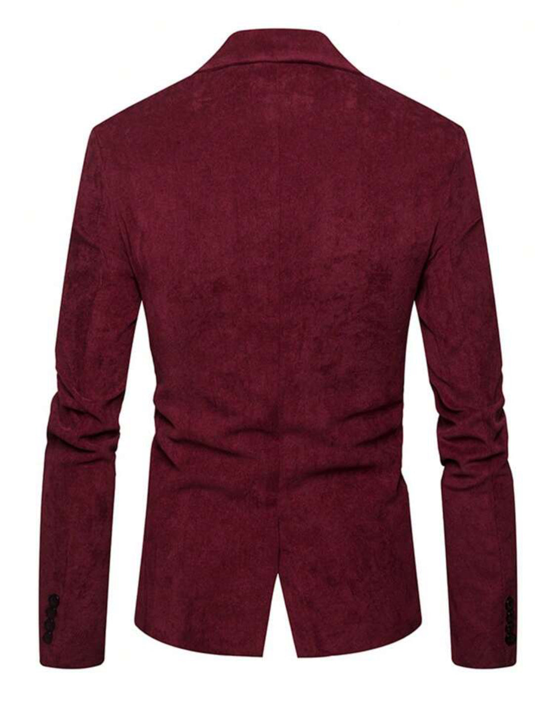 Blazer en velours bourgogne côtelé à bouton unique pour hommes