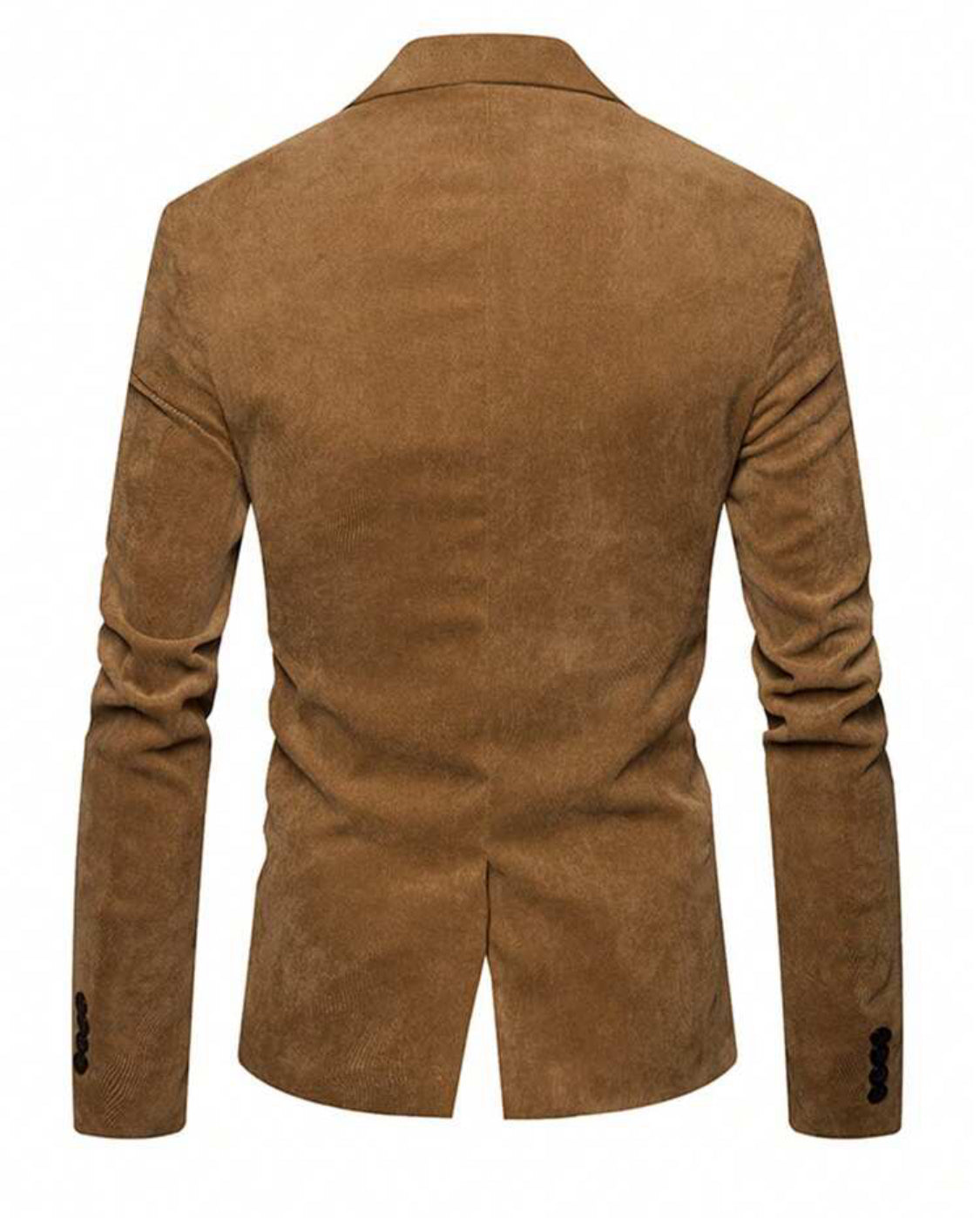 Blazer en velours Khaki côtelé à bouton unique pour hommes